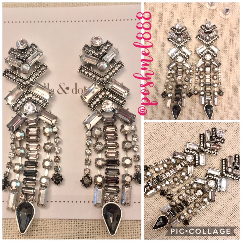 Stella & Dot | Sparkling Cascading Crystal Bejeweled Chandeliers Silver … - Picture 3 of 10